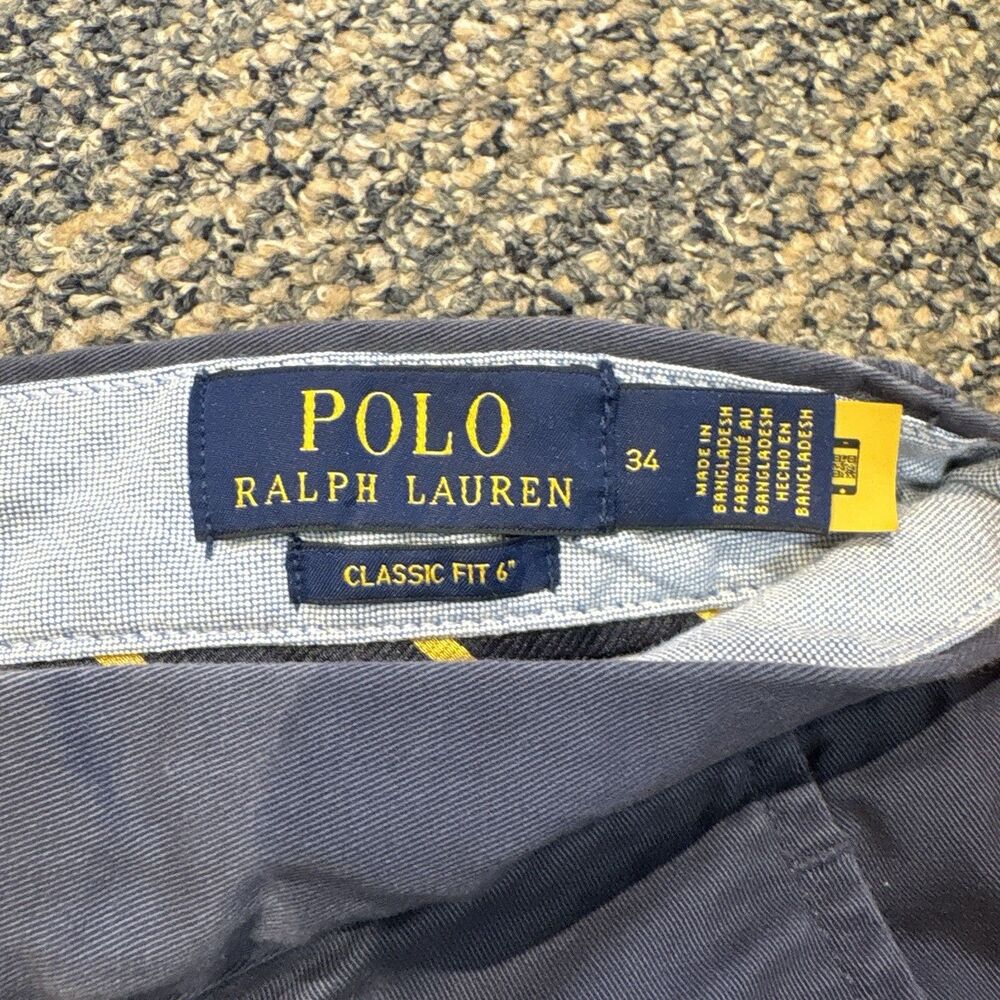 Polo Ralph Lauren  Cotton Mens Navy Blue Classic Fit 6’’ Chino Shorts Size 34